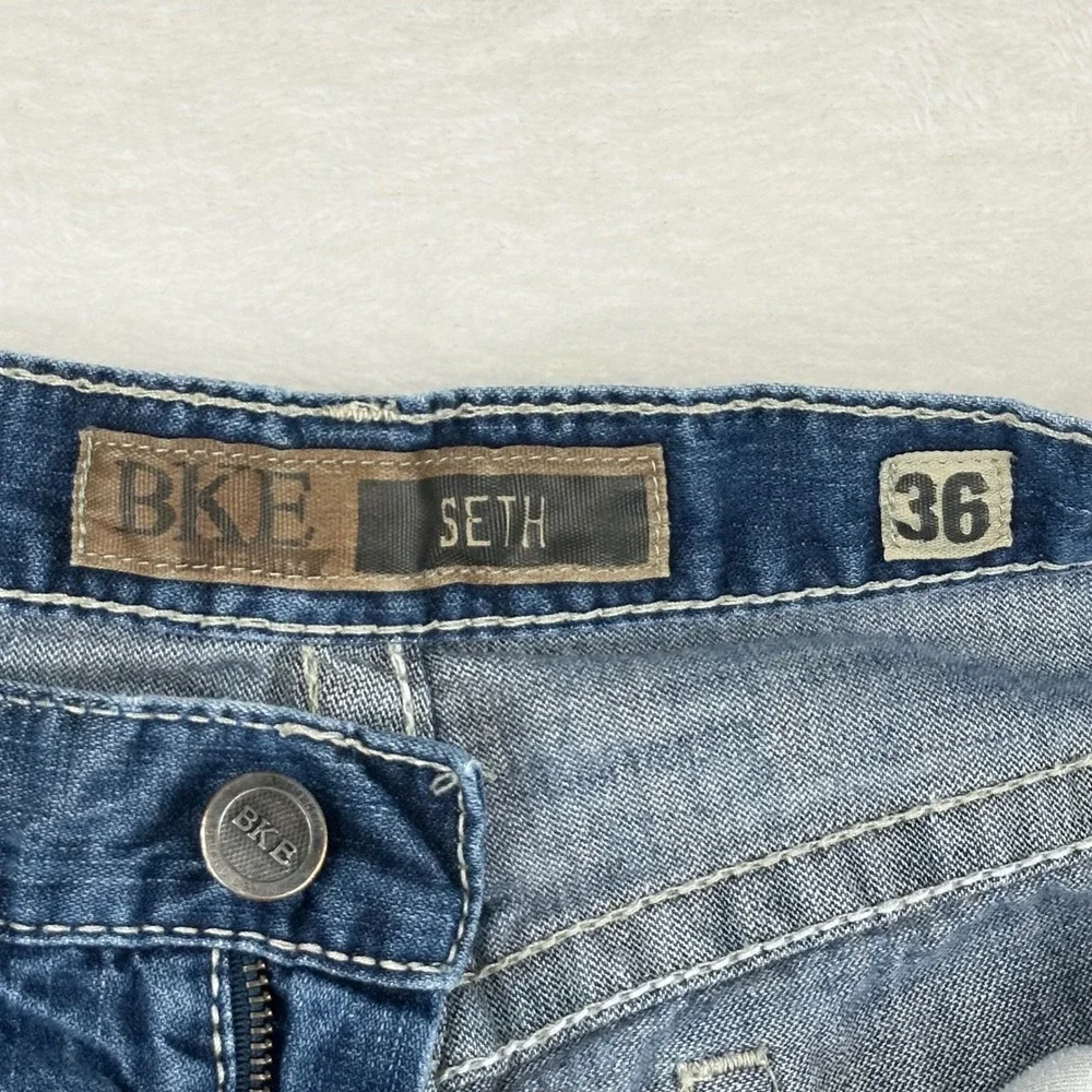 BKE Seth Denim Shorts Mens 36 Blue Jean Relaxed Fit Cut Off Hemmed Cotton